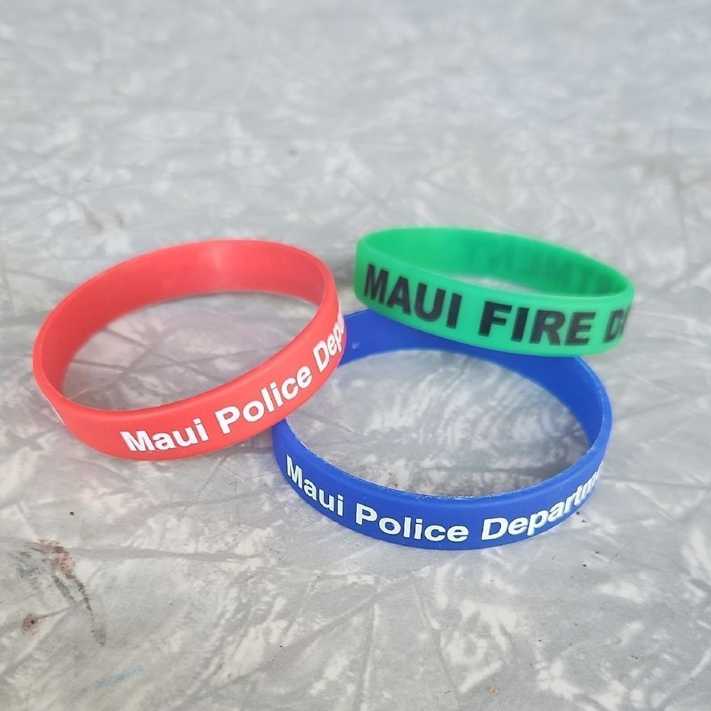 Maui Police and Fire Department Rubber Silicone Wrist Bands Bracelets